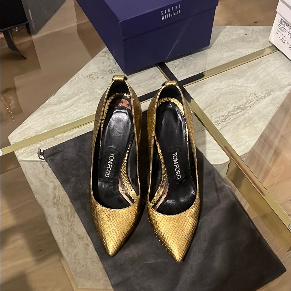 Tom Ford Gold Heels Elegant Design